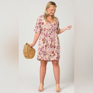 Andree by Unit Floral Babydoll Midi Dress NWT